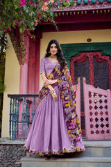 Vichitra Silk Embroidered Lehenga with Sequins & Kalamkari Print Border – Festive & Wedding Wear