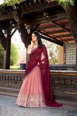 Silver Glossy Lehenga with Sequins & Hotfix Embroidery | Silk Lined with Rangoli Silk Dupatta