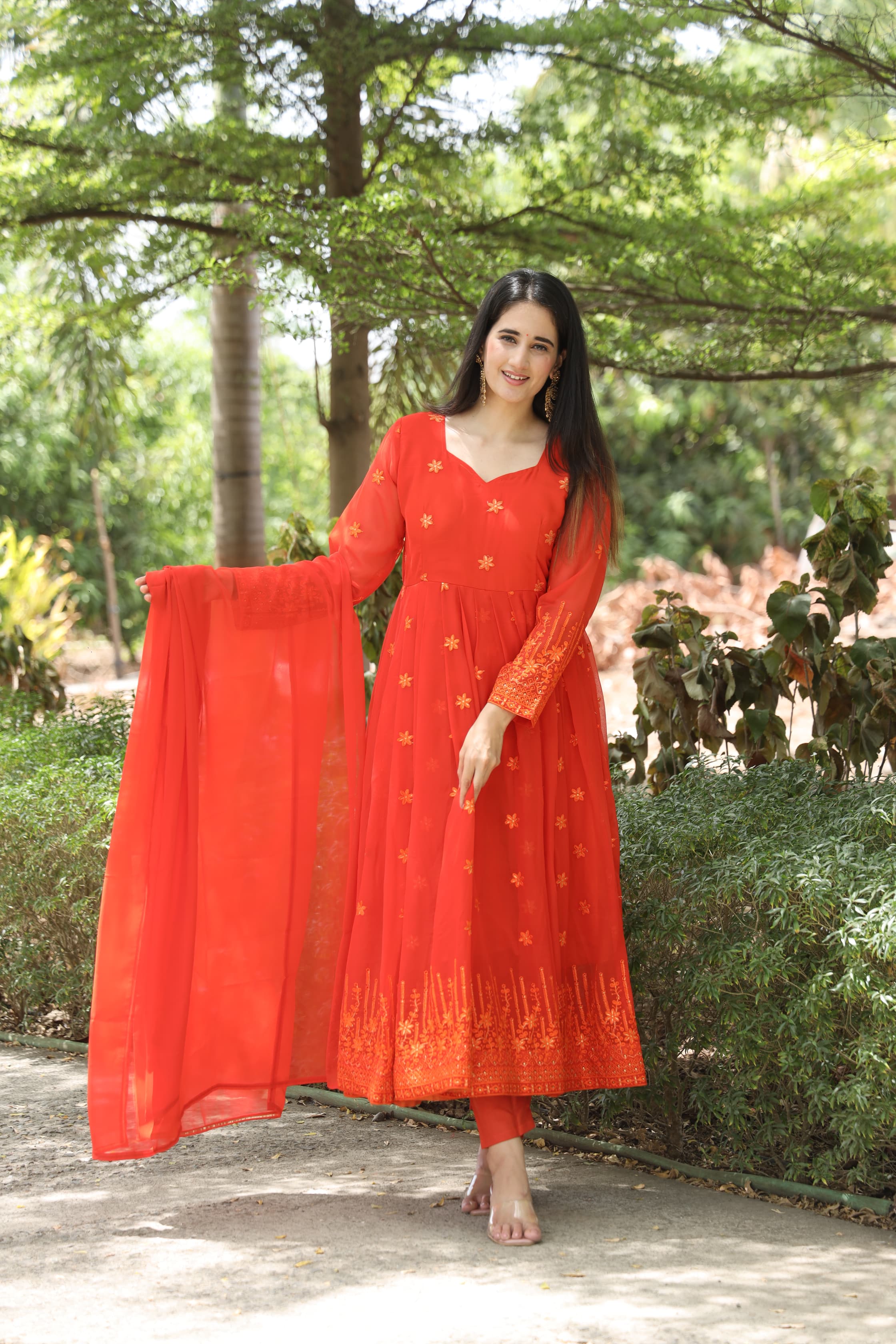 Elegant Georgette Multi-Embroidery Kurta Set