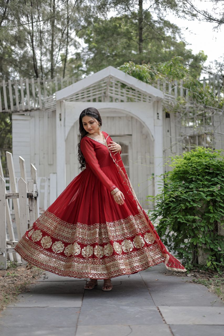 Faux Blooming Kurta Set with Multi-Sequins Embroidery and Micro Cotton Pants
