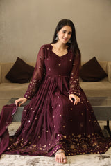 Georgette Multicolor Embroidered Kurta Set with Dupatta