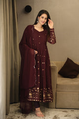 Georgette Multicolor Embroidered Kurta Set with Dupatta