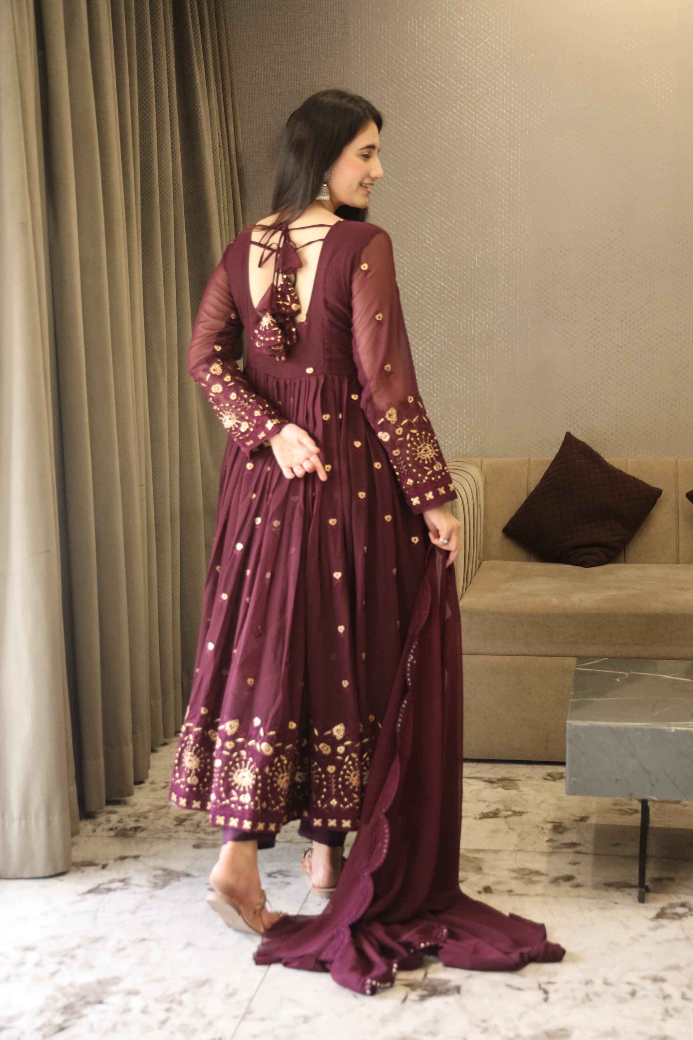 Georgette Multicolor Embroidered Kurta Set with Dupatta