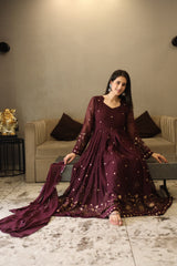 Georgette Multicolor Embroidered Kurta Set with Dupatta