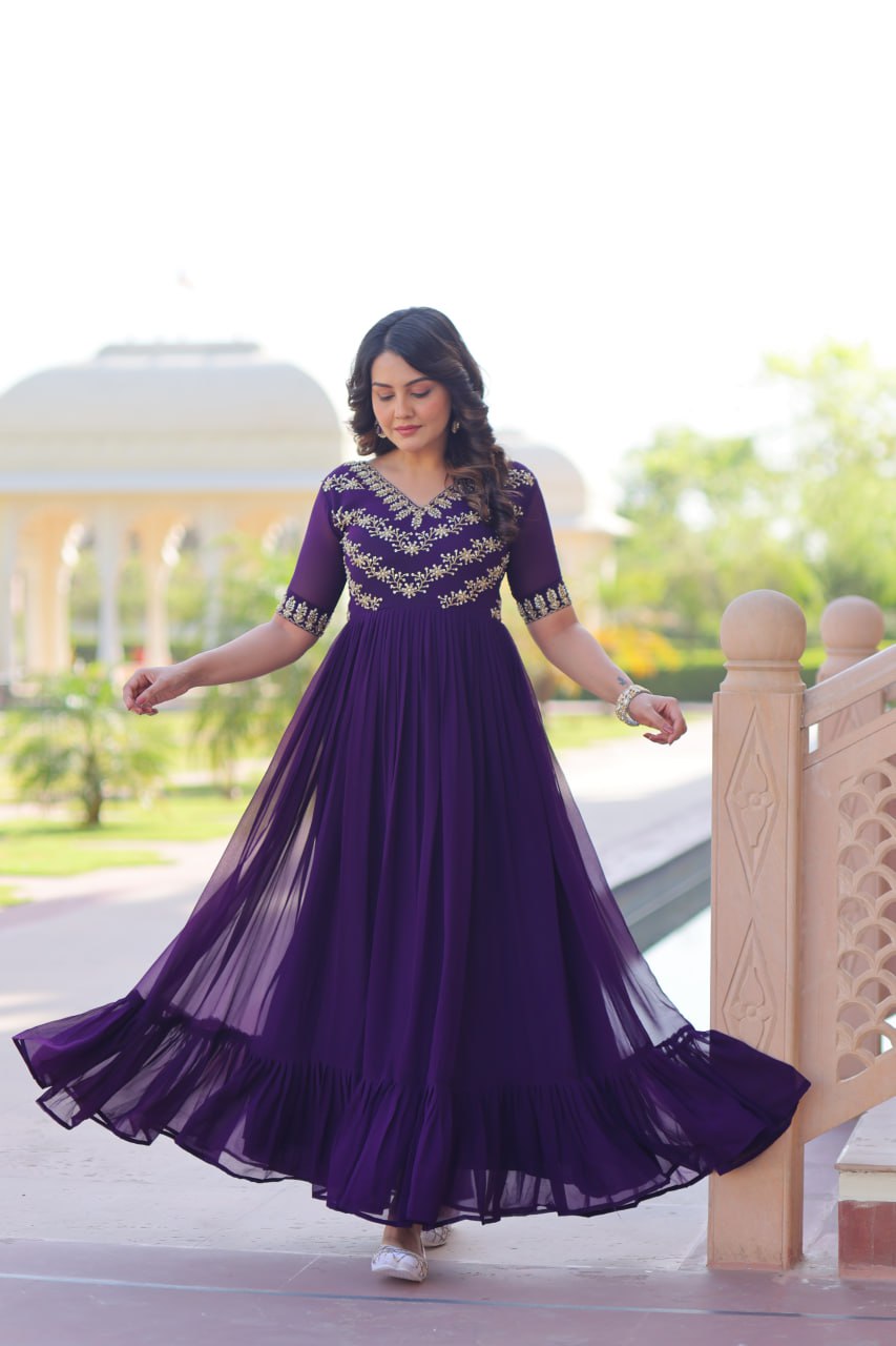 Faux Blooming Embroidered Kurta Set