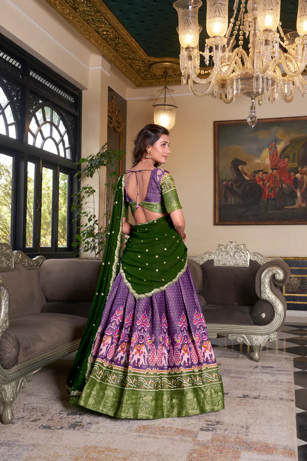 Traditional Kanchipuram Lehenga Set with Zari Weaving and Embroidered Georgette Dupatta