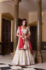 Vichitra Silk Lehenga with Sequins & Thread Embroidery and Pure Cotton Dupatta