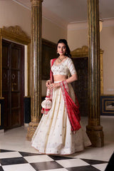 Vichitra Silk Lehenga with Sequins & Thread Embroidery and Pure Cotton Dupatta