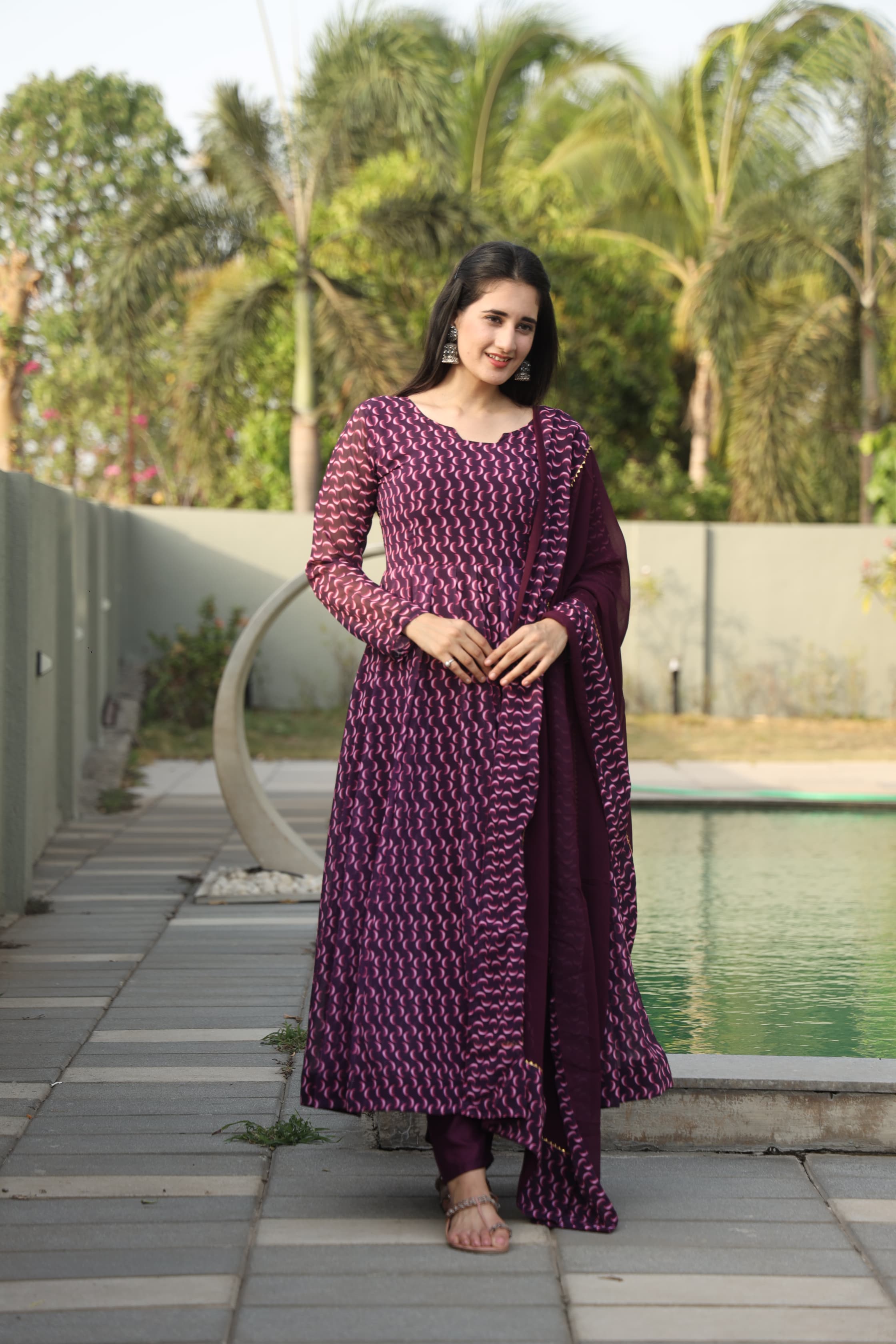 Digital Printed Georgette Kurta Set with Dupatta