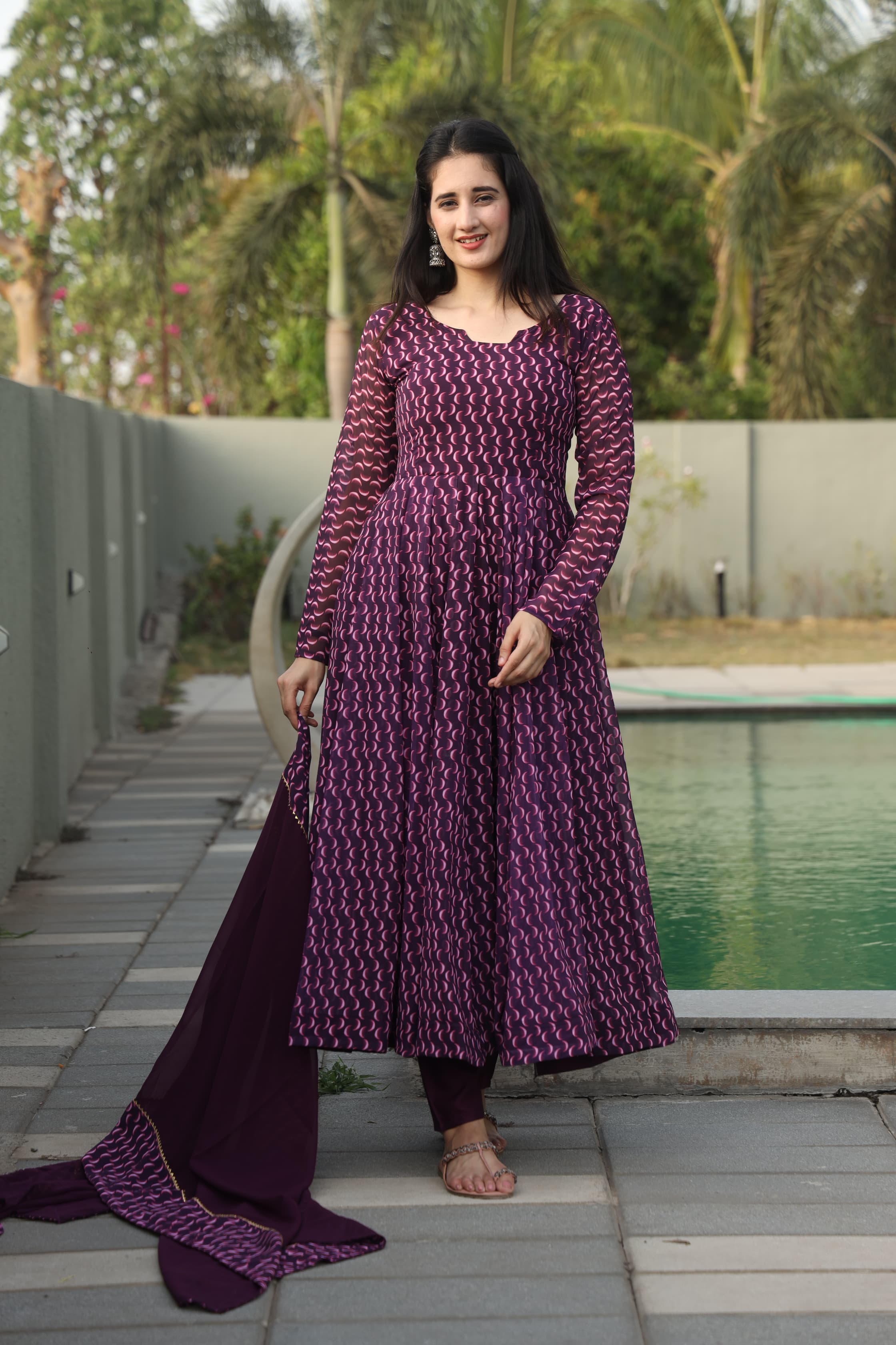 Digital Printed Georgette Kurta Set with Dupatta