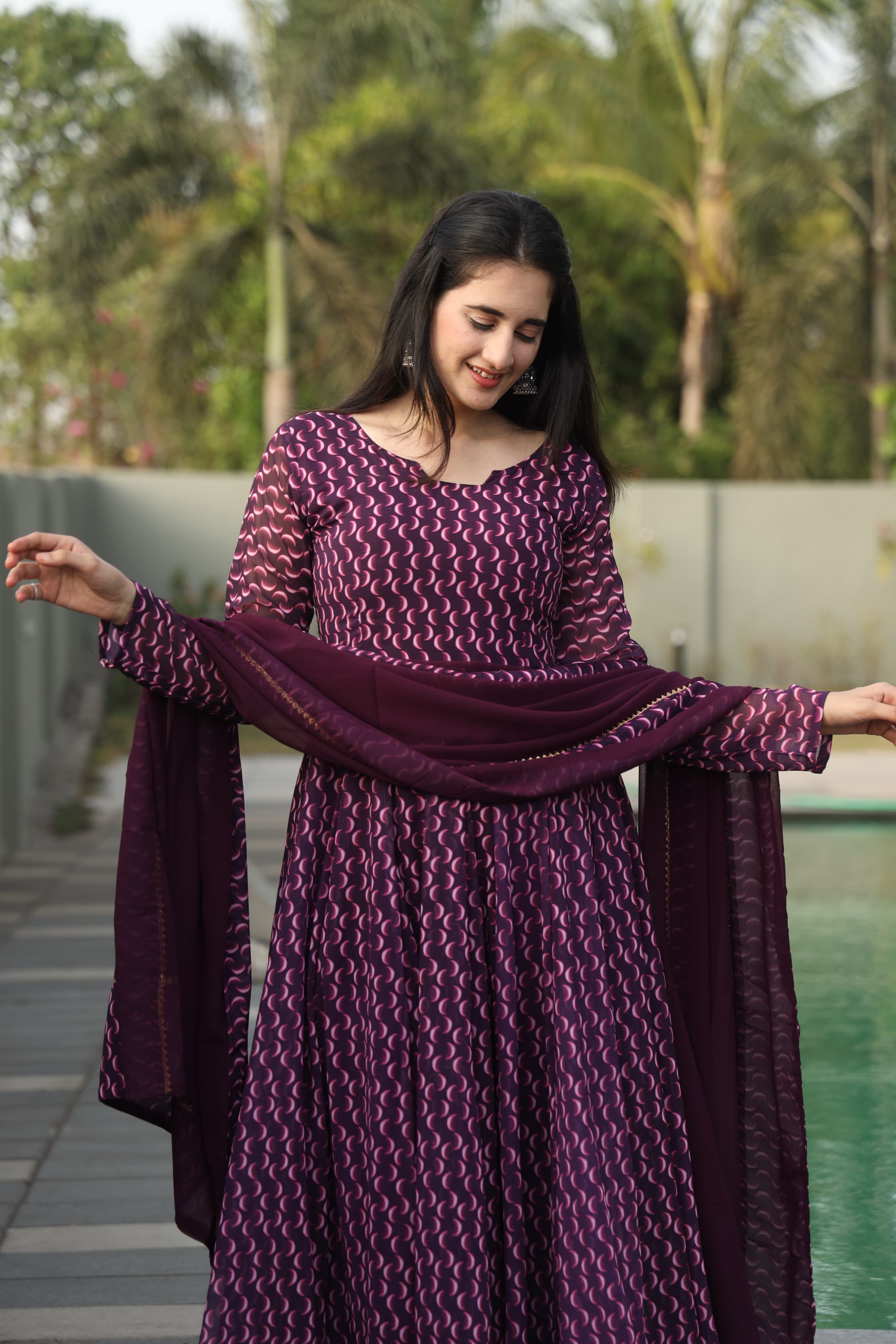 Digital Printed Georgette Kurta Set with Dupatta