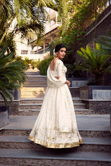 Stunning Silver Glossy Lehenga Set with Sequins, Embroidery & Foil Work – Stitched Lehenga with Drawstring Closure