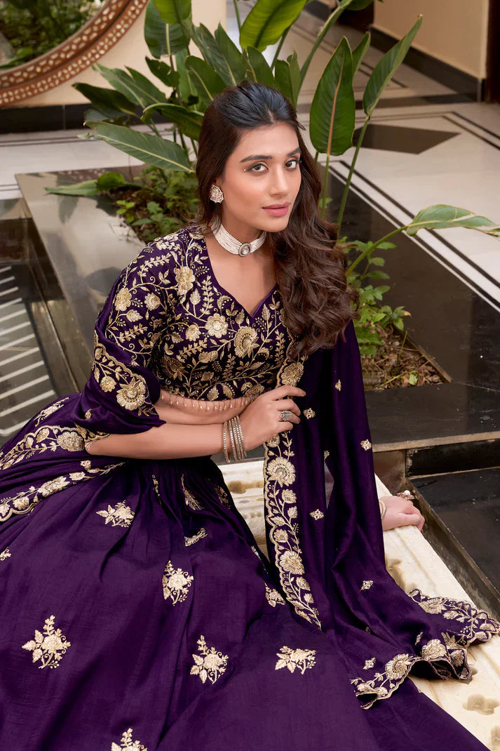 Stunning Pearl & Sequins Embroidered Lehenga Set in Luxurious Fabrics & Vibrant Colors