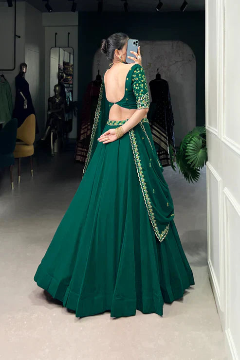 Graceful Georgette Lehenga Set with Elegant Thread Embroidery