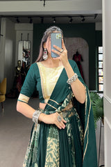 Elegant Rayon & Tussar Silk Lehenga with Gota Lace & Embossed Design | Stitched Lehenga Set