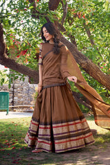 Elegant Pure Chanderi Lehenga with Zari Weaving Border and Matching Dupatta – Ethnic Festive Wear