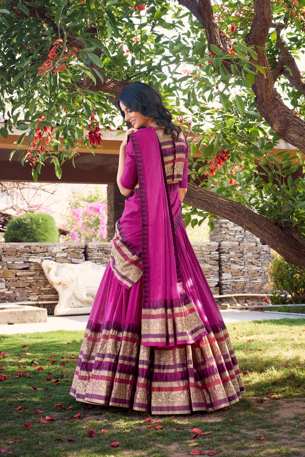 Pure Chanderi Lehenga with Zari Weaving Border and Matching Dupatta – Elegant Ethnic Wear