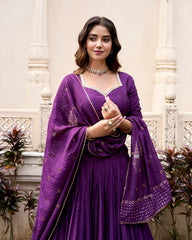 Festive Pure Chanderi Lehenga with Zari Border and Sequined Embroidered Dupatta