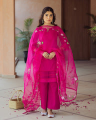Chroma Charm Purple Handprinted Cotton Suit Set