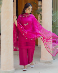 Chroma Charm Purple Handprinted Cotton Suit Set