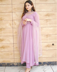 Pure Soft Georgette Hand Work Lace Anarkali Suit – 3-Piece Set