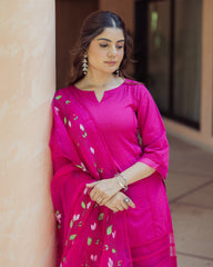 Chroma Charm Purple Handprinted Cotton Suit Set