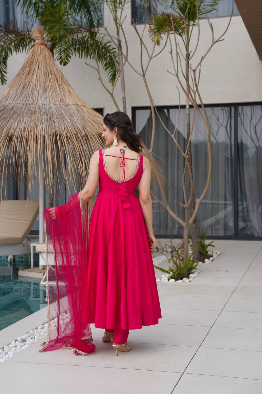 Heavy Pure Romansilk Chanderi Kurta with Soft Nylon Net Dupatta
