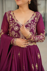 Star Georgette Kurta with Sequins & Zari Embroidery