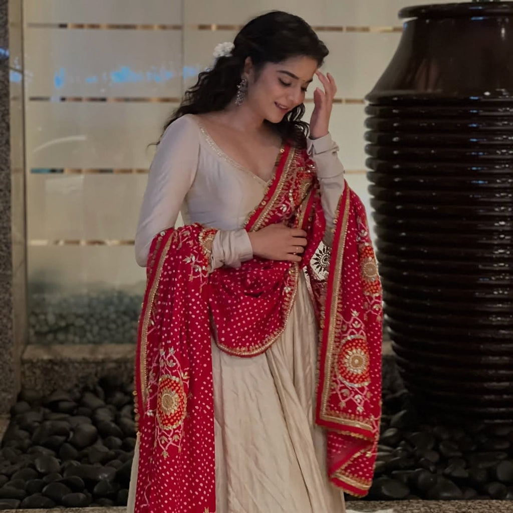Elegant Roman Silk Anarkali Suit with Full Flair – Festive & Party Wear