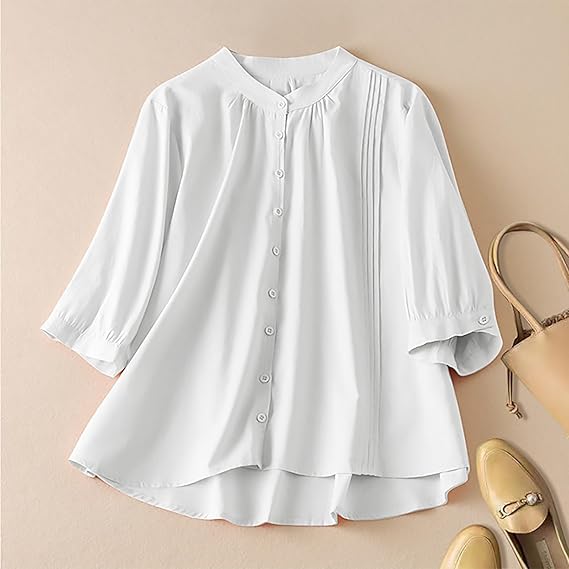 Classic Pure Cotton 3/4 Sleeve Shirt – Everyday Comfort