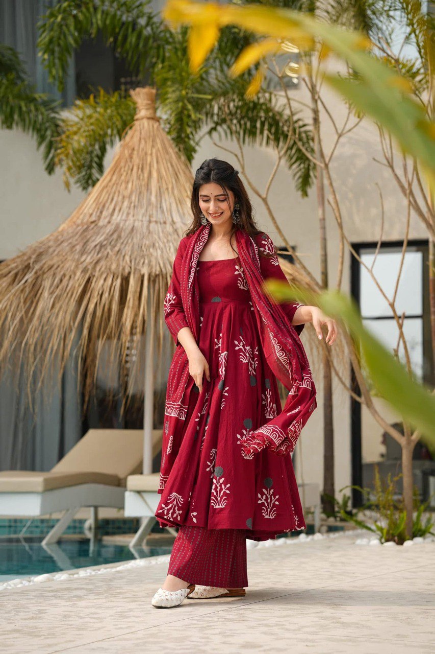 Stylish Maslin Fabric Printed Kurta Set