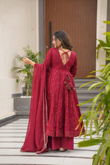 Elegant Maslin Digital Print Kurta Set with Plazzo & Dupatta