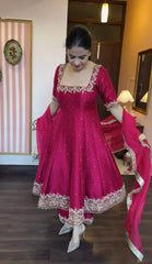 Vichitra Silk Kurta Set with Dupatta for Women