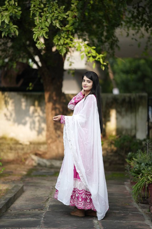Embroidered Faux Georgette Kurta Set with Dupatta