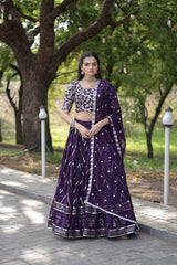 Elegant Faux Blooming Lehenga with Heavy Sequins & Thread Embroidery – Full Stitched with Designer Lace Dupatta