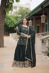 Elegant Rangoli Silk Kurti Set with Heavy Embroidery