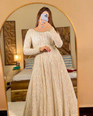 Faux Blooming Kurta Set with Heavy Sequins & Embroidery