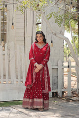 Elegant Faux Blooming Sequined Kurta Set with Micro Cotton Pants