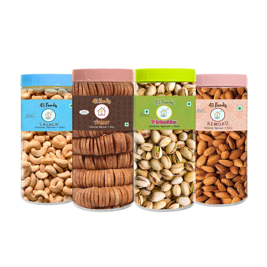 4 KG Dry Fruits and Nuts Combo of Healthy Fresh Cashews Almonds Pistachios Figs Nutritious Badam Kaju Pista Anjeer
