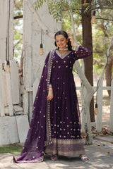 Faux Blooming Sequins Embroidered Kurta Set with Micro Cotton Pants