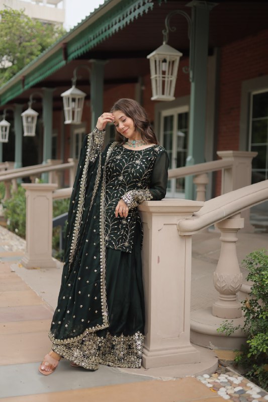 Elegant Rangoli Silk Kurti Set with Heavy Embroidery