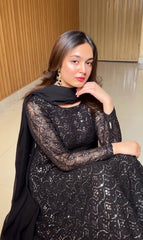 Elegant Faux Blooming Embroidered Kurta Set with Sarara & Dupatta