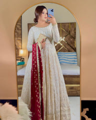 Faux Blooming Kurta Set with Heavy Sequins & Embroidery