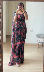 Effortless Elegance: Ready To Wear Black Georgette Saree