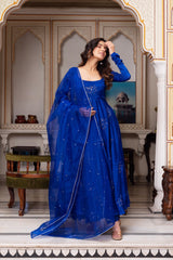 Elegant Faux Georgette Designer Suit with Thread & Sequence Work and Lace Dupatta