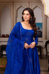 Elegant Faux Georgette Designer Suit with Thread & Sequence Work and Lace Dupatta
