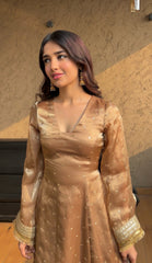 Crimson Red Jimmy Choo & Satin Silk Anarkali Suit with Embroidery Sequence Work