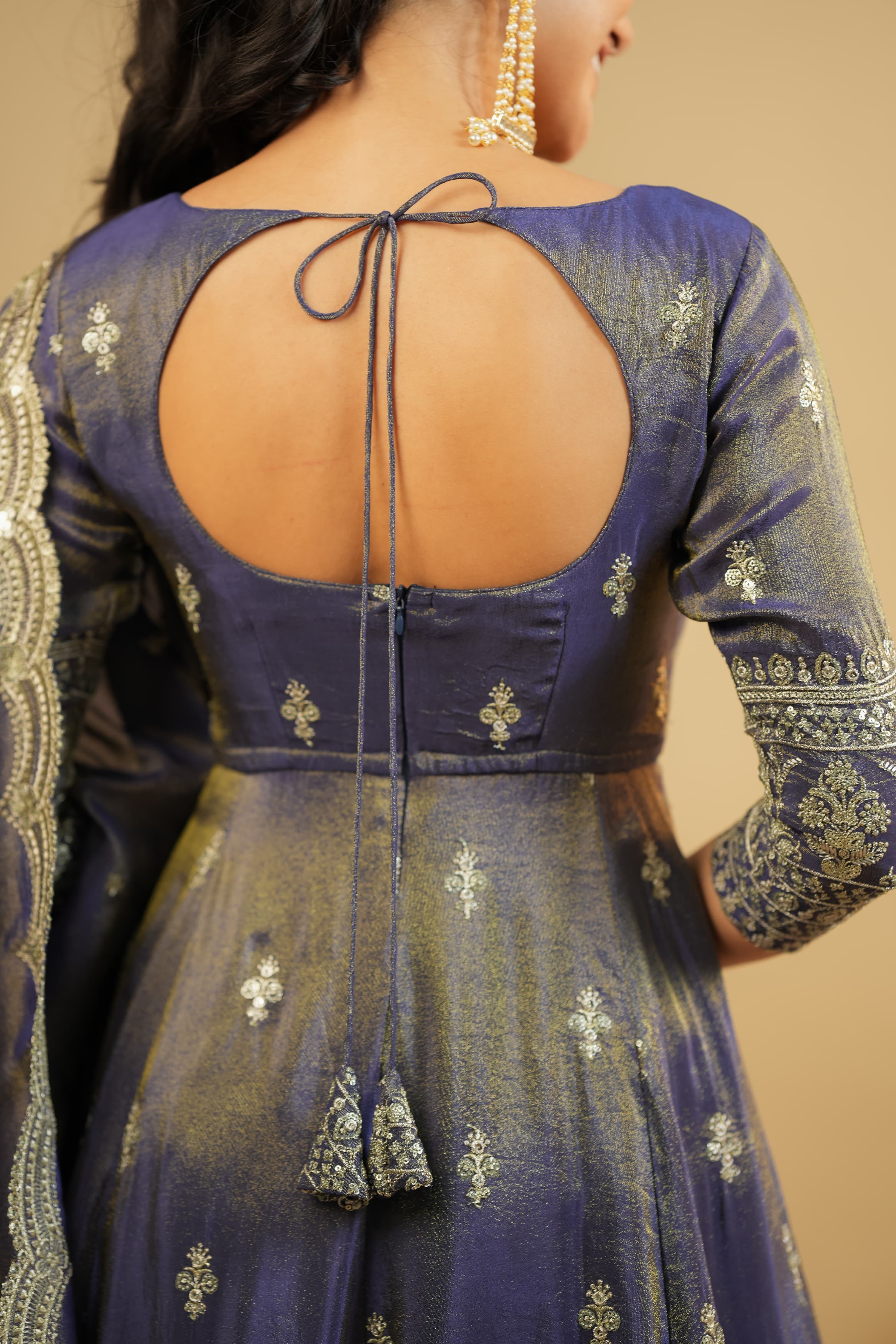 Elegant Cosmo Fabric Embroidered 3-Piece Anarkali Set with Semi-Stitched Lehenga