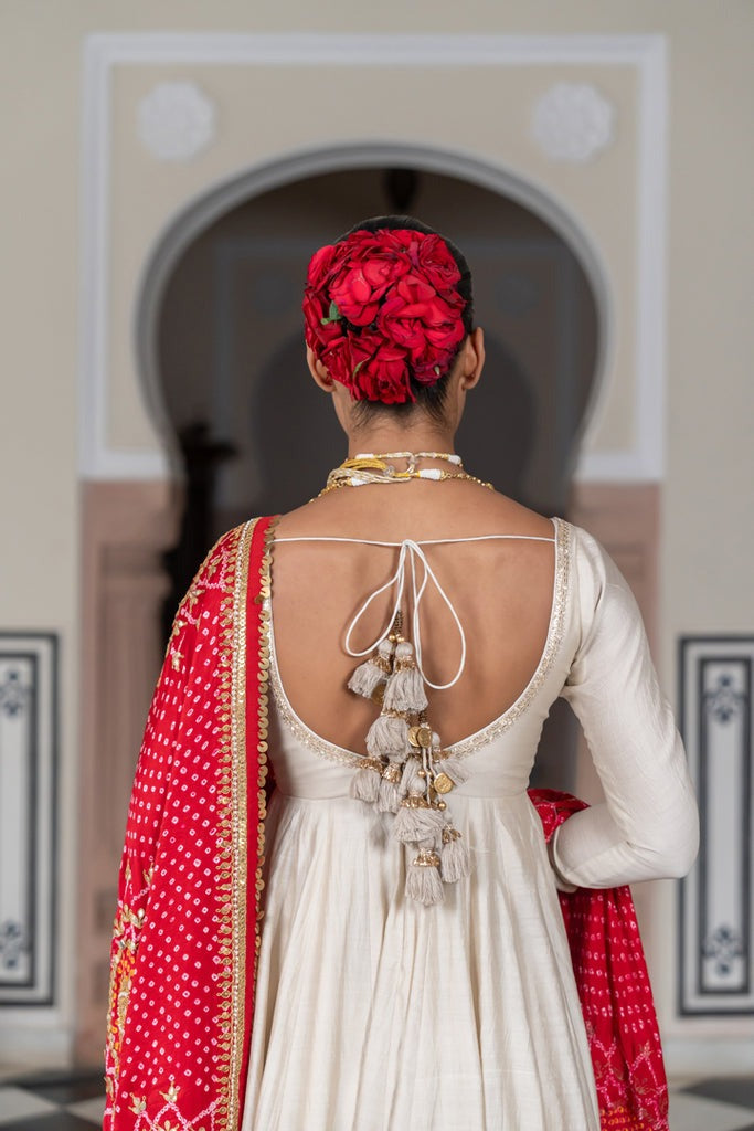 Elegant Roman Silk Anarkali Gown