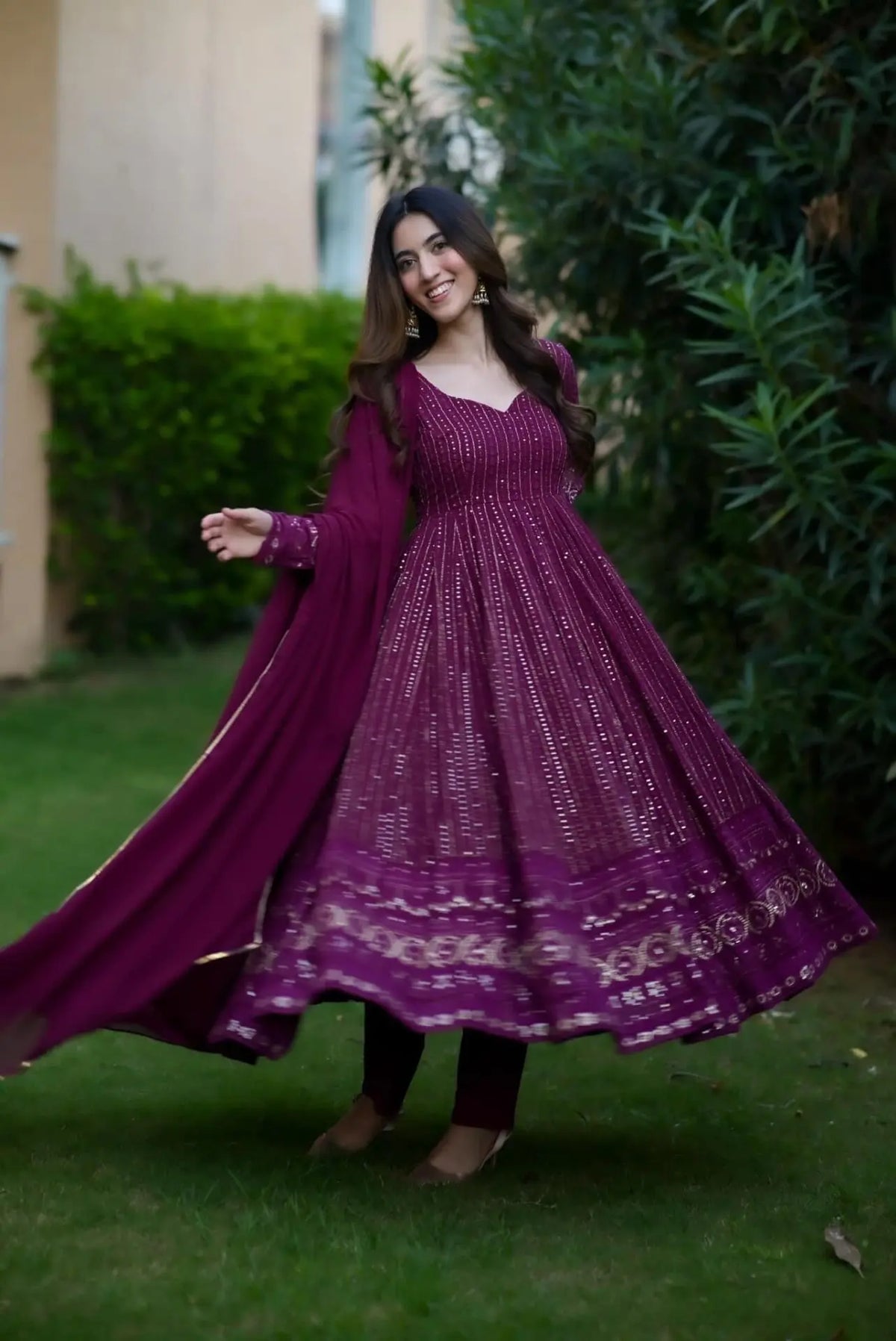 Georgette Kurta Set with Allover Embroidery